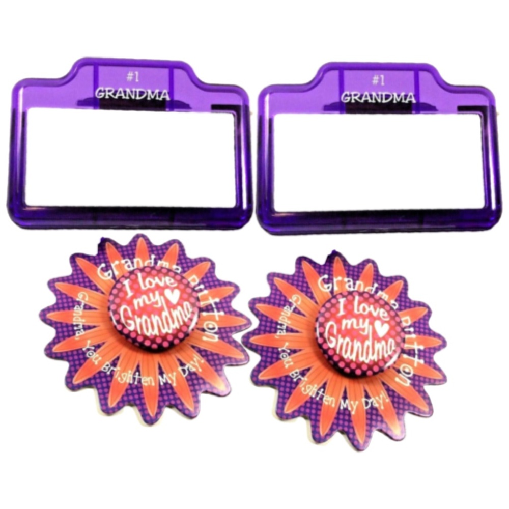 🖤Dry Mini Erase Board Magnet Love Grandma Flower Pin Red Button 4 Gift Lot MoM